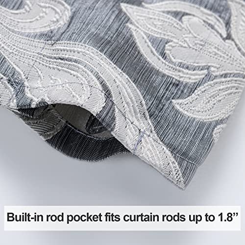 Napearl Scalloped Valance Curtains-Decoration Jacquard Swag Valance For Living Room Window, Rod Pocket Valance Tire For Kitchen, Small Windows ( Grey, 52W X 18L ) #TOP6