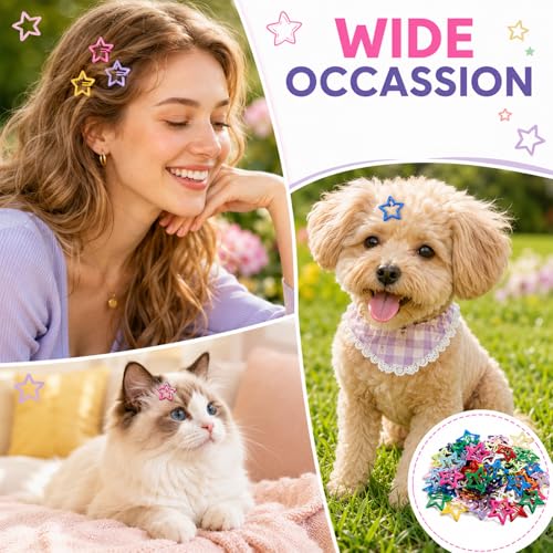 100 Pinzas de Pelo Estrella Metálicas Coloridas JJUNW miniatura 6