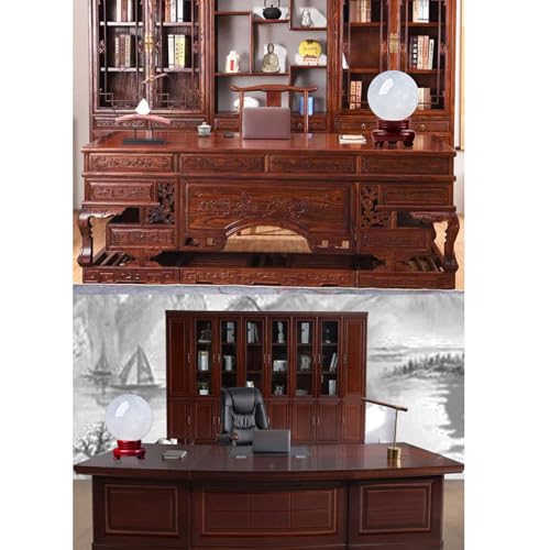 Esfera de cuarzo blanco con base de madera auténtica para decoración de interiores 8