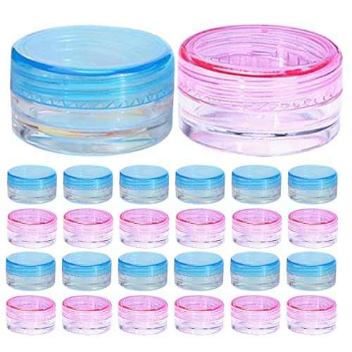 DEARMAMY Lot de 100 Pots Vides pour Échantillons Cosmétiques 5 G en Plastique avec Couvercles, Mini Récipients Rose et Bleu pour Crèmes, Lotions de Voyage, Pots Rechargeables pour Soin