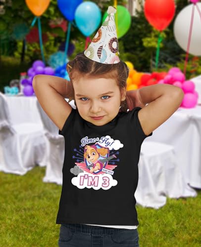 Image of Tstars Skye Birthday Girl 3 Gifts for Three Years Old Bday Paw Patrol Theme Party Toddler Kids Girls Fitted T-Shirt A51144d