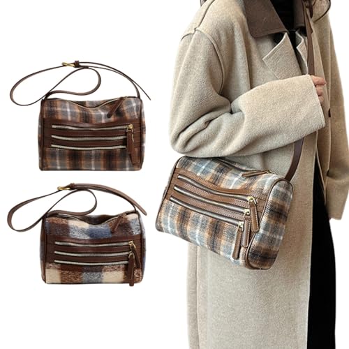 Modern Checkered Messenger Bag Crossbody Purse Handbag for the Chilly Months3