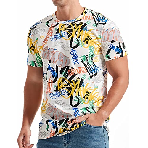 Camisetas con Estampado de patrón 3D Camisetas gráficas Informales Camiseta Manga Corta Negra Hombre (2-Grey, L)
