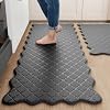 Arenarug Upgrade Scalloped Kitchen Mats for Floor 2PCS, Black Kitchen Rugs