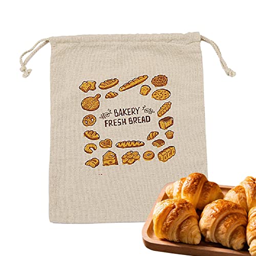 Bolsas de pan de lino para pan casero,Bolsas de pan de tela con cordón | Bolsas de pan ecológicas para el almacenamiento de pan casero Delr