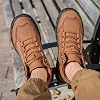 Botas de Cuero Hechas a Mano para Hombre, Impermeables, con Punta Ancha, para Senderismo, Ligeras y Transpirables, con Soporte de Arco, Antideslizantes, Duraderas, para Trabajo al Aire Libre 3