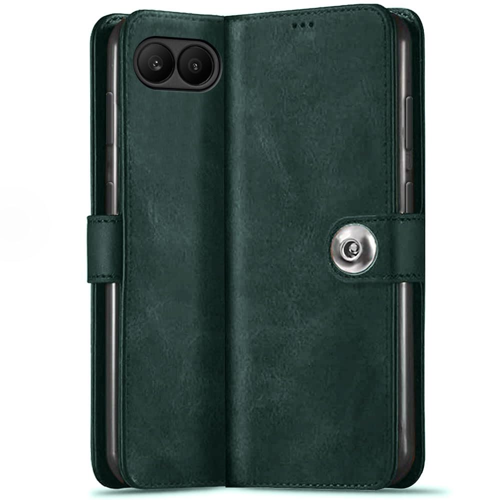 TheGiftKart Genuine Leather Finish Flip Back Cover Case for OnePlus Nord 4 5G | Inbuilt Pockets & Stand | Wallet Style | Designer Button | Flip Cover Back Case for OnePlus Nord 4 (Faux Leather, Green) (B0D9QYP358) Amazon Price History, Amazon Price Tracker