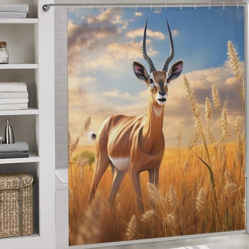 Rideau de douche imperméable Antilope en polyester lavable pour baignoire 183x183cm