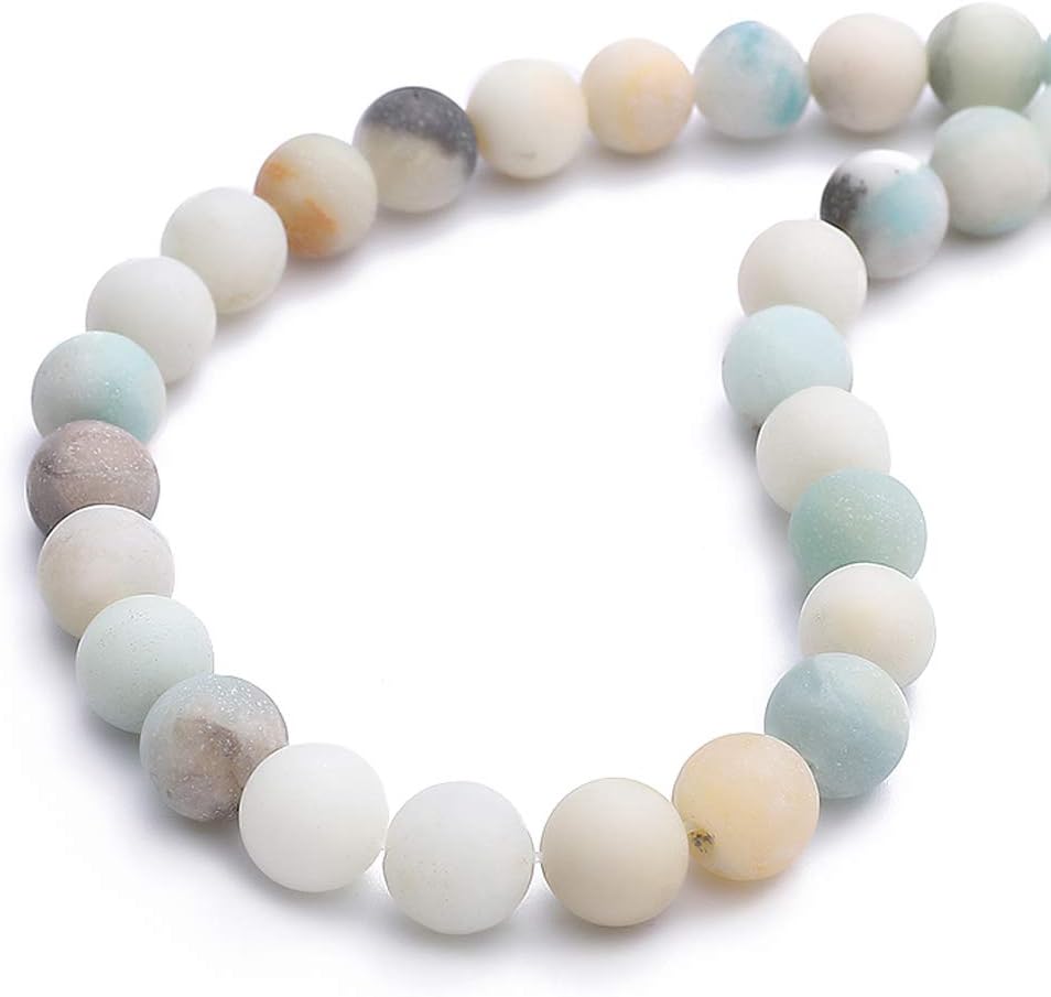BEADIA Natural Matte Amazonite Jade Stone Round Loose Semi Gemstone Beads for Jewelry Making 10MM 38PCS Matte Amazonite 10mm