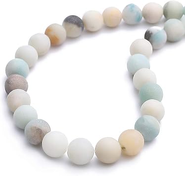 Natural Matte Amazonite Jade Stone Round Loose Semi Gemstone Beads for Jewelry Making 10MM 38PCS