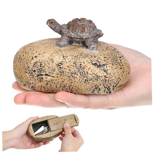 Hoement Caja de Almacenamiento Secreta para Llaves con Diseño de Piedra Falsa Resistente para Exterior Escondite para Llaves Jardín Decoración con Tortuga de
