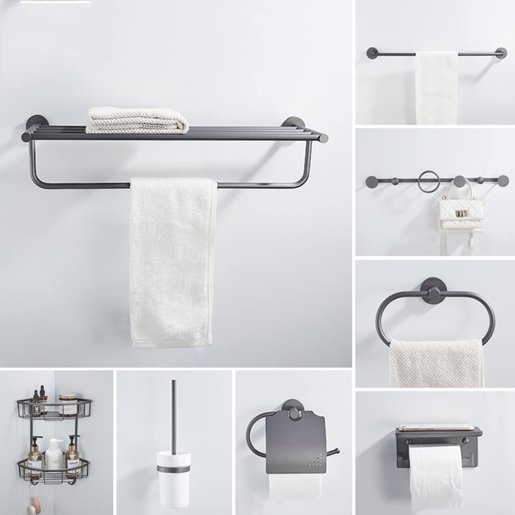 Kit de accesorios de baño para toallero, barra para toallas de cobre gris pistola, soporte para papel higiénico, ganchos para batas, montaje en pared/varilla doble (toallero de baño) interesting