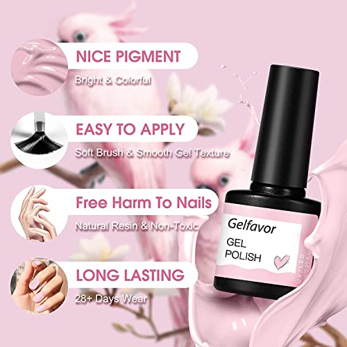 GELFAVOR UV Nagellack Set, Glitter Gel Nagellack Grau Weiß Rosa Farben LED Shellac Nagellack DIY Maniküre 6 Stück 8ml – Bild 5