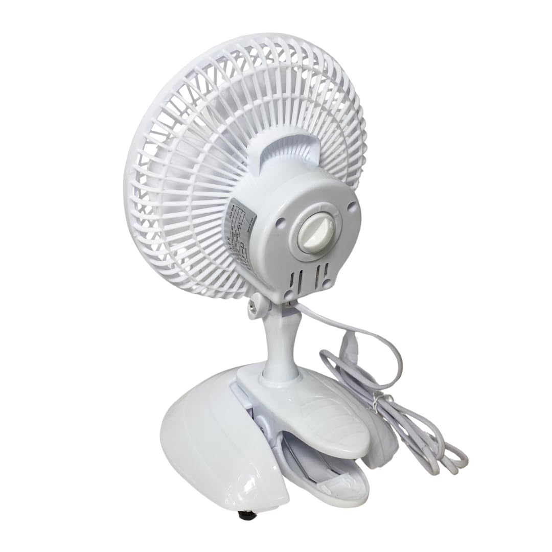 Ventilator mit Klammer und Clip, 15 cm (15 W), 2 Geschwindigkeitsstufen, inklusive Basis zur Verwendung als Schreibtisch