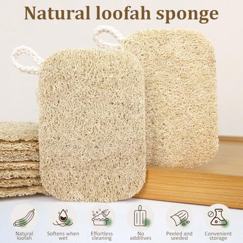 Natürlicher Luffa Schwamm Peeling Körper Wäscher (3 Stück), aus umweltfreundlichem und biologisch abbaubarem Dusch-Luffaschwamm, Perfekt für Körperpflege, Deko, Küche Scrubber und Luffa Seife