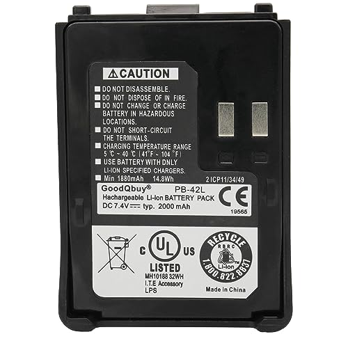GoodQbuy 7.4V 2000mAh PB-42L Li-ion Battery Compatible with Kenwood TH-F6 TH-F6A TH-F7 TH-F7E THF6A Portable Radios PB-42Li PB-42 PB42