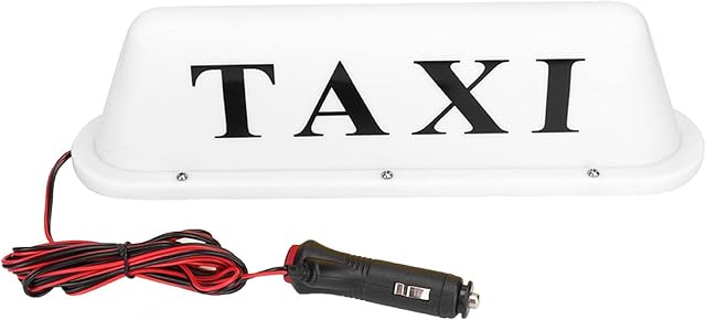 Taxi Sign Lamp, Taxi LED Light 12V LED Magnetic Taxi Sign Roof Top Car Super Bright Light Lamp with Cigar Lighter Taxi Windscreen Cab Indicator Sign (02)