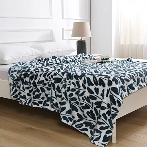 Daysu Micro Flannel Diamond Jacquard Throw Blanket For Couch Sofa Bed, Decorative Reversible Soft Plush Fleece Blanket With Leaf Print For Camping Picnic Travel, 50"X60" #TOP3