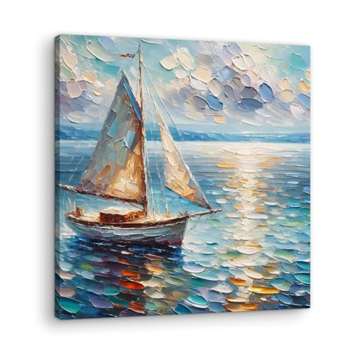 Artenor Quadro Paesaggi Sinfonia Marina in olio, 30 x 30 cm - Made in Italy, Quadri Moderni Soggiorno, Camera da Letto, Cucina, Poster da Parete, Decorazioni Casa