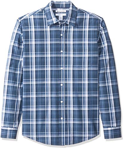 Amazon Essentials Men's Slim-Fit Long-Sleeve Casual Poplin Shirt, Navy Medium, X-Large