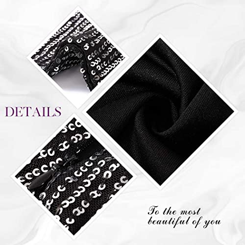 Zoestar Sequin Skirt Glitter Sequin Skirt Outfit Party Concert Skirt Club Costume Rave Skirt For Women And Girls Black With Silver #TOP5