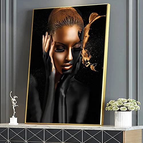 Toile Mur Art Affiches Portrait Femmes Noir Or Idéal pour Rénover un Mur Vide 35x50