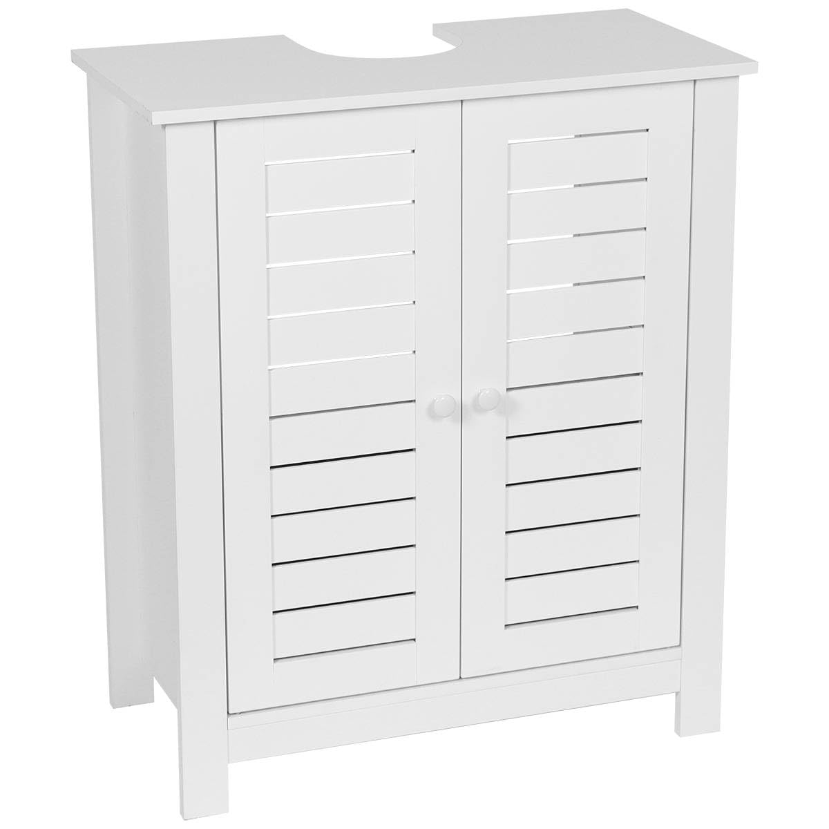 Tendance - Meuble sous Lavabo MDF 2 Portes/1 Etagère Intérieure - Santorin - Salle de Bain - Meubles Salle de Bain