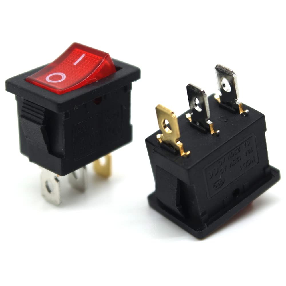 Interrupteur de lumière rouge 6A 250V AC commutateur 3 pin On-Off CD1