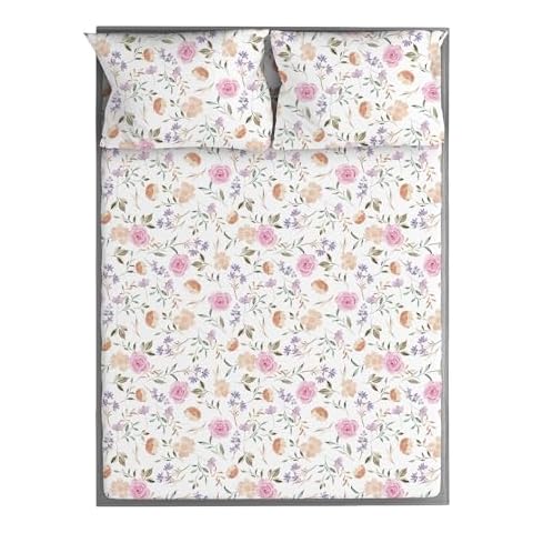 wovenx Kids Organic Viscose Derived from Bamboo Sheet Set | Twin or Full Size Fitted Bed Sheets | Oeko-Tex Certified | Cute Toddler Bedding for Girls & Boys Flower Full Cover