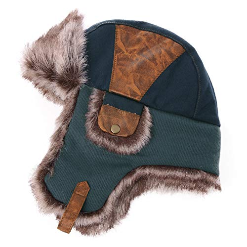 Comhats Mens Winter Navy Cotton Trooper Trapper Russian Hat Ushanka Earflap Hats