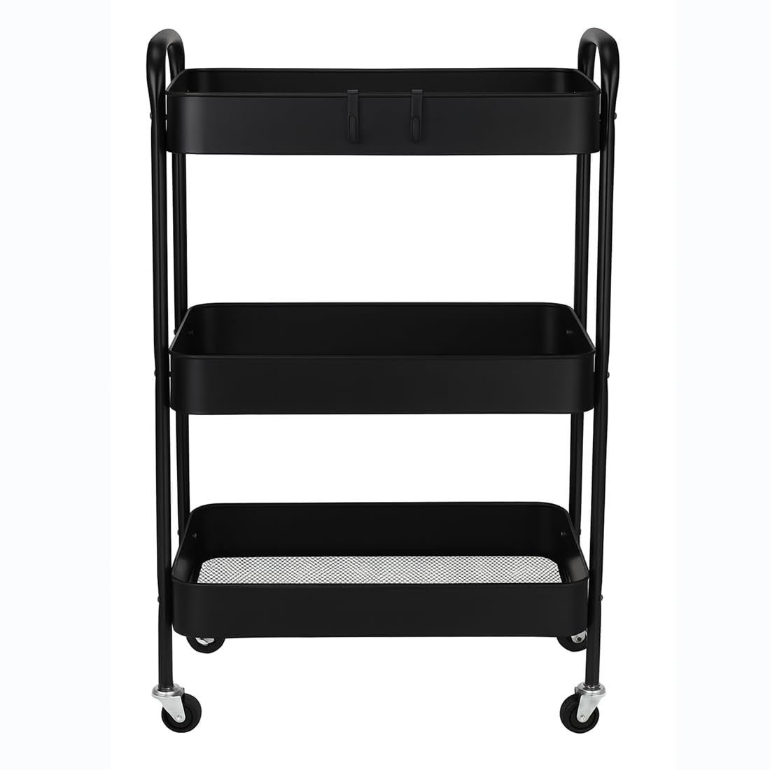Acomoda Textil - Camarera Auxiliar para Almacenamiento Cómoda, Ligera y Resistente en Cocina, hogar y Restaurante. Carrito de Cocina Multiusos de 3 Niveles con Ruedas 30x45x75 cm. (Negro)
