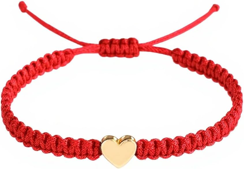 Handmade String Bracelet,14K gold Plated Adjustable Braided Jewelry with Good Luck Amulet and Protection Meaning, Perfect to Couples, Sisters and Friends Christmas Gift Valentine's Day Gifts
