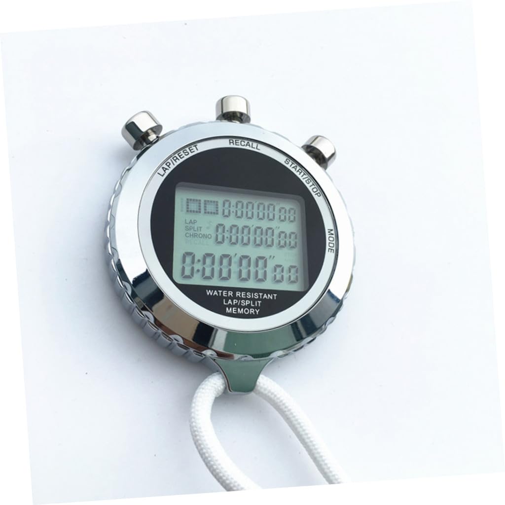 Cronógrafo Digital Profesional de Mano, Acero Inoxidable Blanco