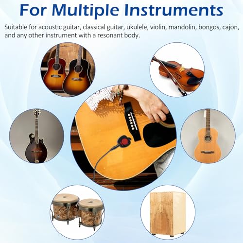 GOGHOST Piezo Contact Pickup - Universal Surface-Mount Guitar Pickups for Acoustic Guitar, Ukulele, Violin, Viola, Cello, Banjo, Mandolin and Other Instrument, Cable Length 10.7 ft