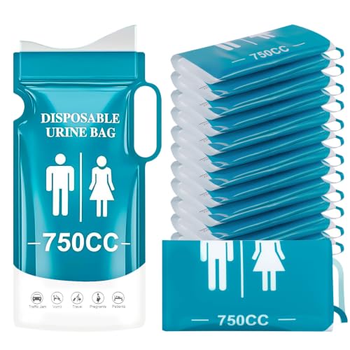 12 Bolsas de Orina Desechables 750ml, Bolsa de Urinario para Acampar, Bolsas Portátiles de Emergencia para Hombre, Mujer y Niños, Súper Absorbentes, Atascos y Actividades al Aire Libre, Viajar