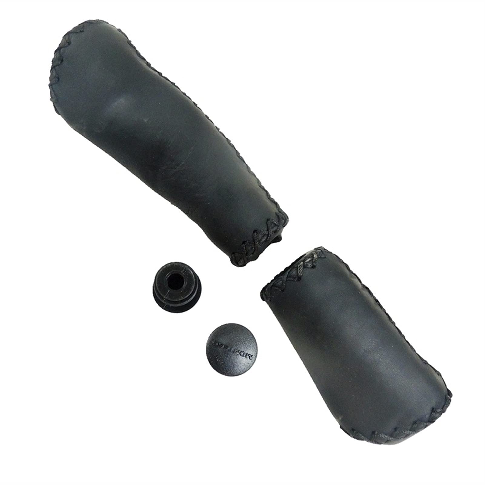 Poignées de vélo de vélo pliant en cuir véritable 135mm 95mm noir