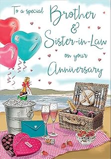 Regal Publishing Anniversary Card (C80069) Brother & Sister in Law - Picnic on the Beach - 9 x 6"