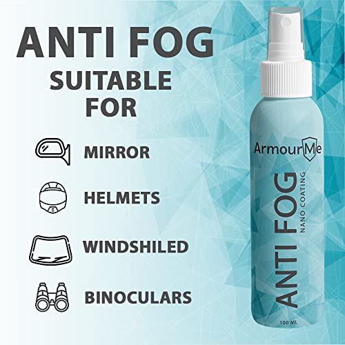 Image of Anti Fog Spray | Anti Mist for Glass & Plastic| Treatment For Car Window, Windshield, Glass, Mirror, Helmet| Glass Cleaner and Protector to Increase Visibility |with Microfiber Cloth (100 Ml)