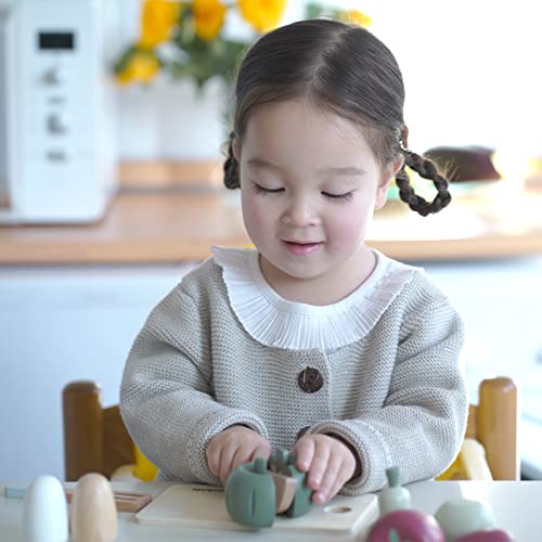 Nunukids Wooden Play Food Sets For Kids Kitchen 42 Pc Wooden Toys With Storage Basket Wood Pretend Food Play Kitchen Accessories Set #TOP2