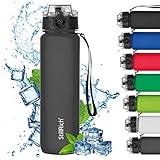 StillRich® Sport Trinkflasche 1l Schwarz - Tritan Sport Wasserflasche 1l für Erwachsene und Kinder - BPA-frei und Auslaufsicher Sportflasche Fahrrad - Ideal für Sport, Laufen, gym und Reisen