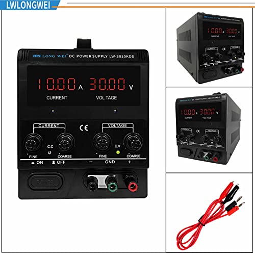 Lwlongwei Dc Power Supply Variable, 30V 10A 300W Adjustable Switching Regulated Dc Bench Power Supply With 4-Digits Led Power Display Coarse And Fine Adjustments #TOP1