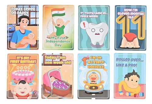 Image of Crackles Funny Theme Baby Milestone Cards Recording 0-12 months Along With Funny Event Cards -Pack of 35 Cards
