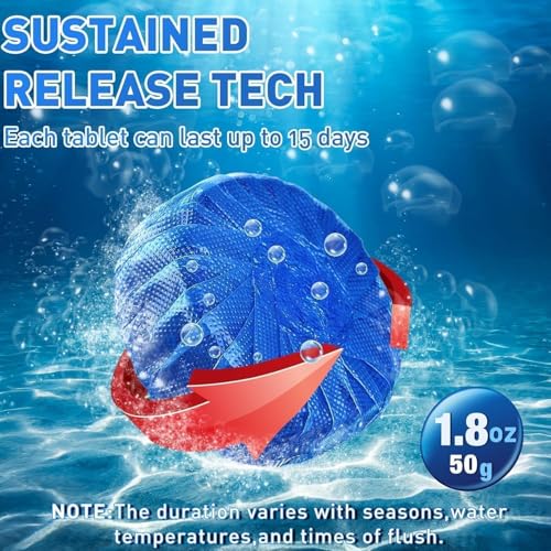 Image of Toilet Cleaning Tablets, Automatic Toilet Tank Freshener, Slow Dissolving Toilet Bowl Cleaner with Fresh Fragrance, Helps Reduce Odors & Buildup, Pack of 10