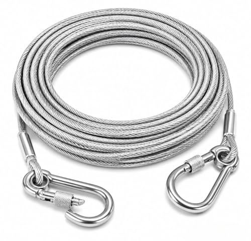 Image of 5 Metre Stainless Steel Clothesline Rope with Carabiner Hooks | Heavy-Duty Rust-Resistant Cloth Drying Wire | Strong Hanging Dori for Balcony, Bathroom, Terrace, Indoor & Outdoor Use