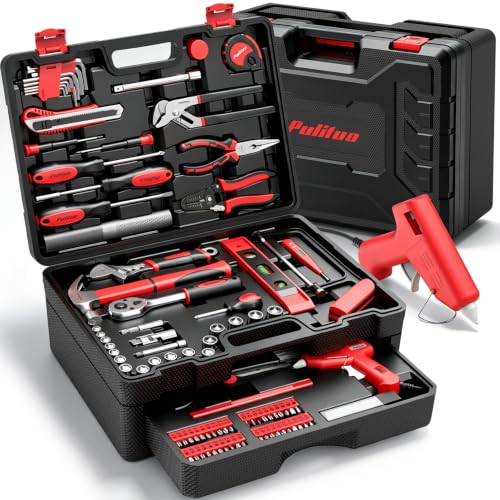 PULITUO-378-Piece-Home-Repair-Tool-Kit-Drawer-Portable-Tool-Box-Hand-Tool-Set-for-Home-Improvement-DIY-Household-Auto-MaintenanceRed PULITUO 378-Piece Home Repair Tool Kit, Drawer Portable Tool Box, Hand Tool Set for Home Improvement, DIY, Household & Auto Maintenance(Red) - Image 1