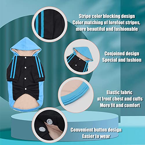 Cotpoddy Dog Hoodies Pet Clothes Sweaters Puppy Clothes For Small Medium Dogs Two-Color Stitching Outfits For Dog Blue L #TOP27