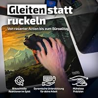 Tilt Gaming Mauspad 500x500 mm - 4 mm rutschfeste Schreibtischunterlage - Speed-Oberfläche & HD-Druck - Maschinenwaschbar Mousepad Klein für Gaming und Büro - Bear Forest Desk Mat – Ansicht 5