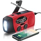 AOKBON Radio Solar de Emergencia Radio FM/Am/NOAA Portátil Manivela de la Mano Radio con 2000mAh como Power Bank 3-LED...
