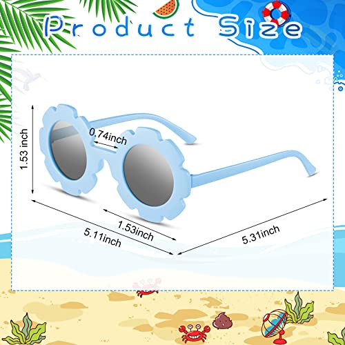 12 Pairs Kids Round Flower Sunglasses Flower Shaped Sunglasses Cute Outdoor Sunglasses Eyewear For Kids(Bright Colors) #TOP1