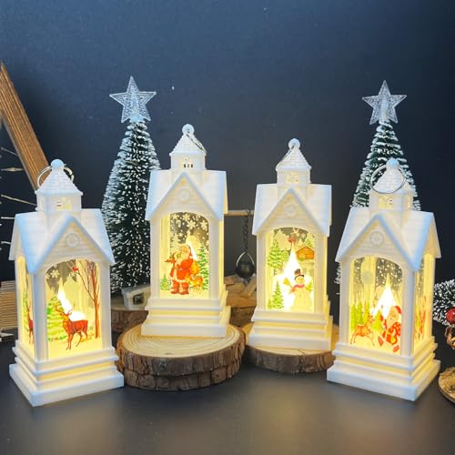 JINGTOPS 4 Stück LED Laterne Weihnachten 13X5cm Weihnachtsdeko...